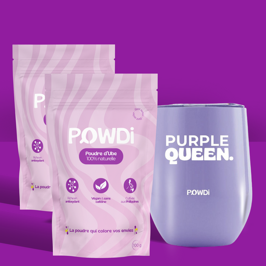 Pack Ube POWDI – Poudre d’Ube 100g + Mug Isotherme "Purple Queen" (Édition Limitée)