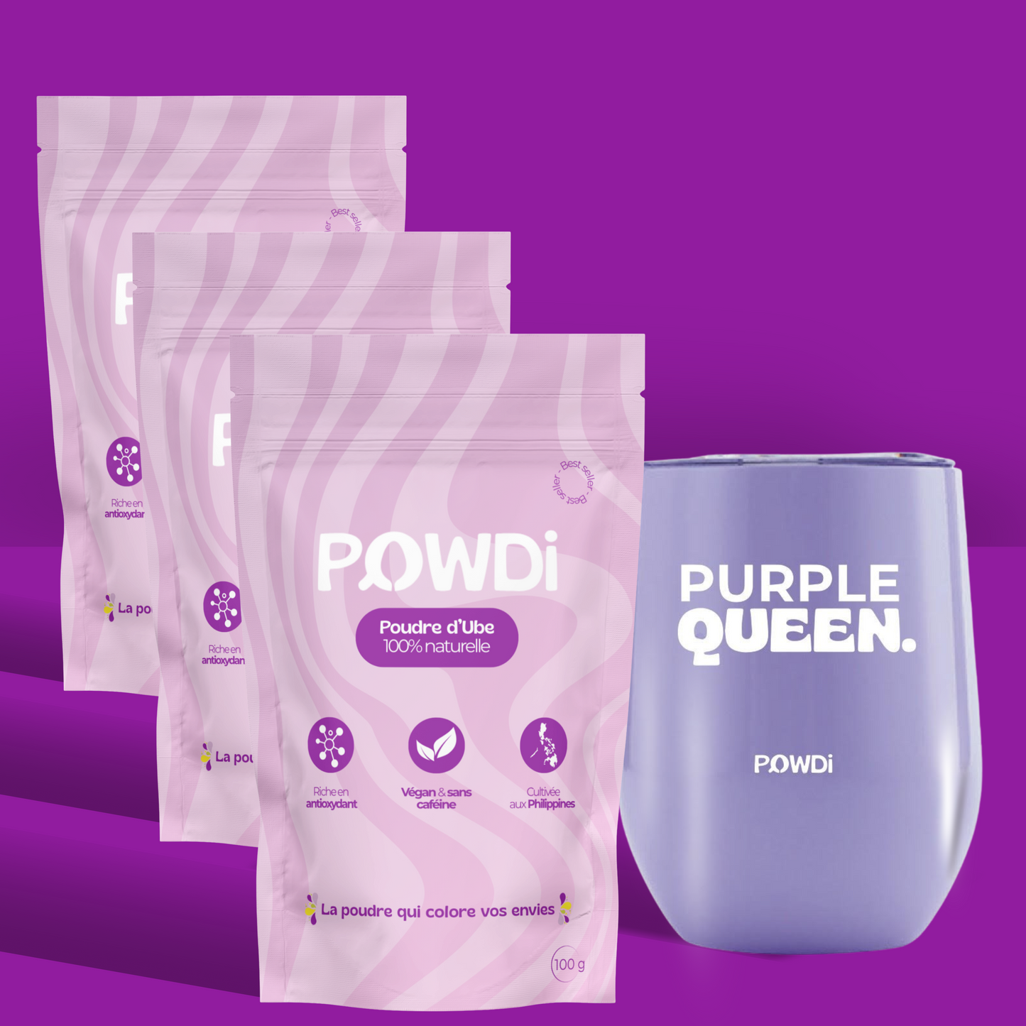 Pack Ube POWDI – Poudre d’Ube 100g + Mug Isotherme "Purple Queen" (Édition Limitée)